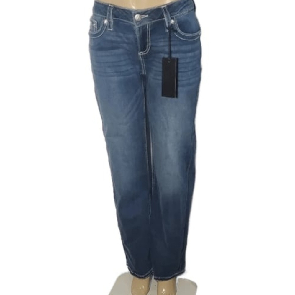 NWT Miss Me| Fleur by Miss Me Wide Leg Jeans Size 26/2 L32 Embroidered